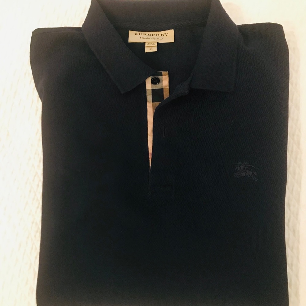 Burberry Check Placket Cotton Polo Shirt